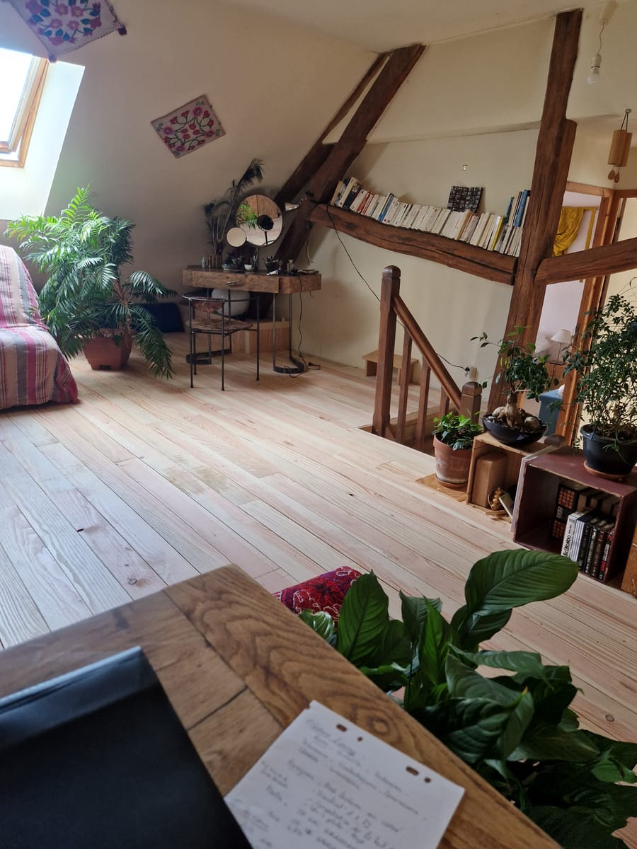 Parquet massif en douglas et parquet en chêne - Réalisation EL Charpente